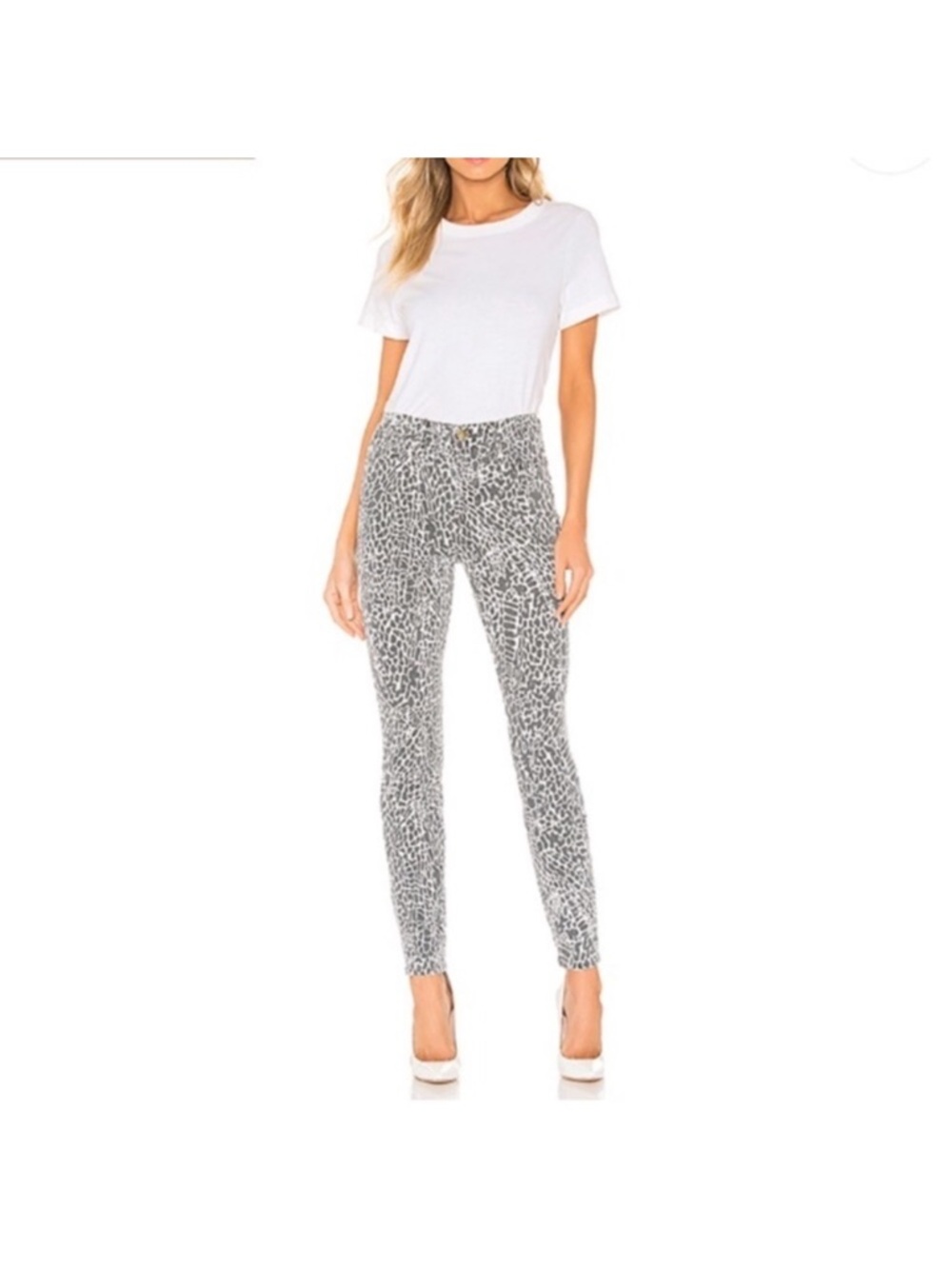 Frame Denim Black and White Leopard Skinny Jeans